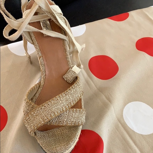 Halogen tan/beige ankle wrap wedges - Picture 2 of 4